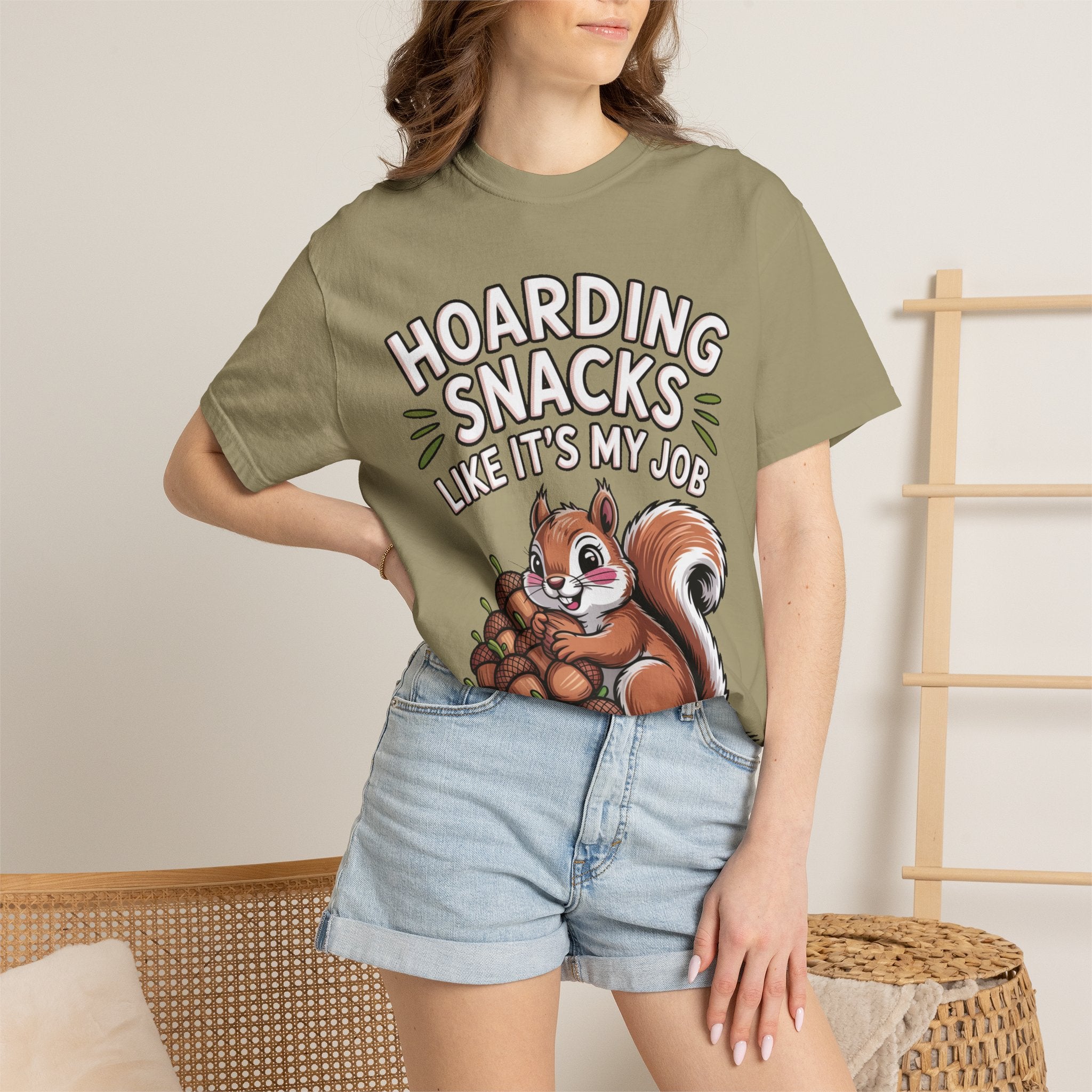 Funny Squirrel Shirt, Hoarding Snacks Like It's My Job T-Shirt, Cute Acorn Squirrel Gift, Snack Lover Tee