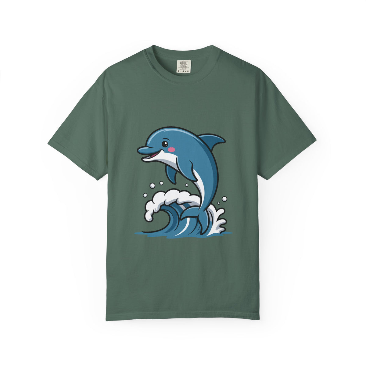 Cute Dolphin T-Shirt, Jumping Wave Dolphin Shirt, Ocean Lover Gift, Garment Dyed Unisex Tee, Beach Vacation Shirt