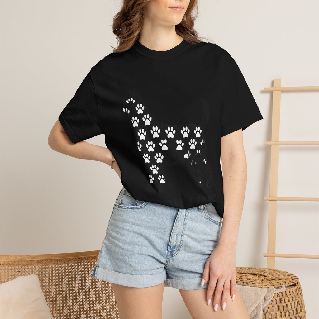 Puppy Love Dog Shirt, Cute Dog Silhouette T-Shirt, Paw Print Pattern Tee, Dog Lover Gift, Minimalist Dog Mom Shirt
