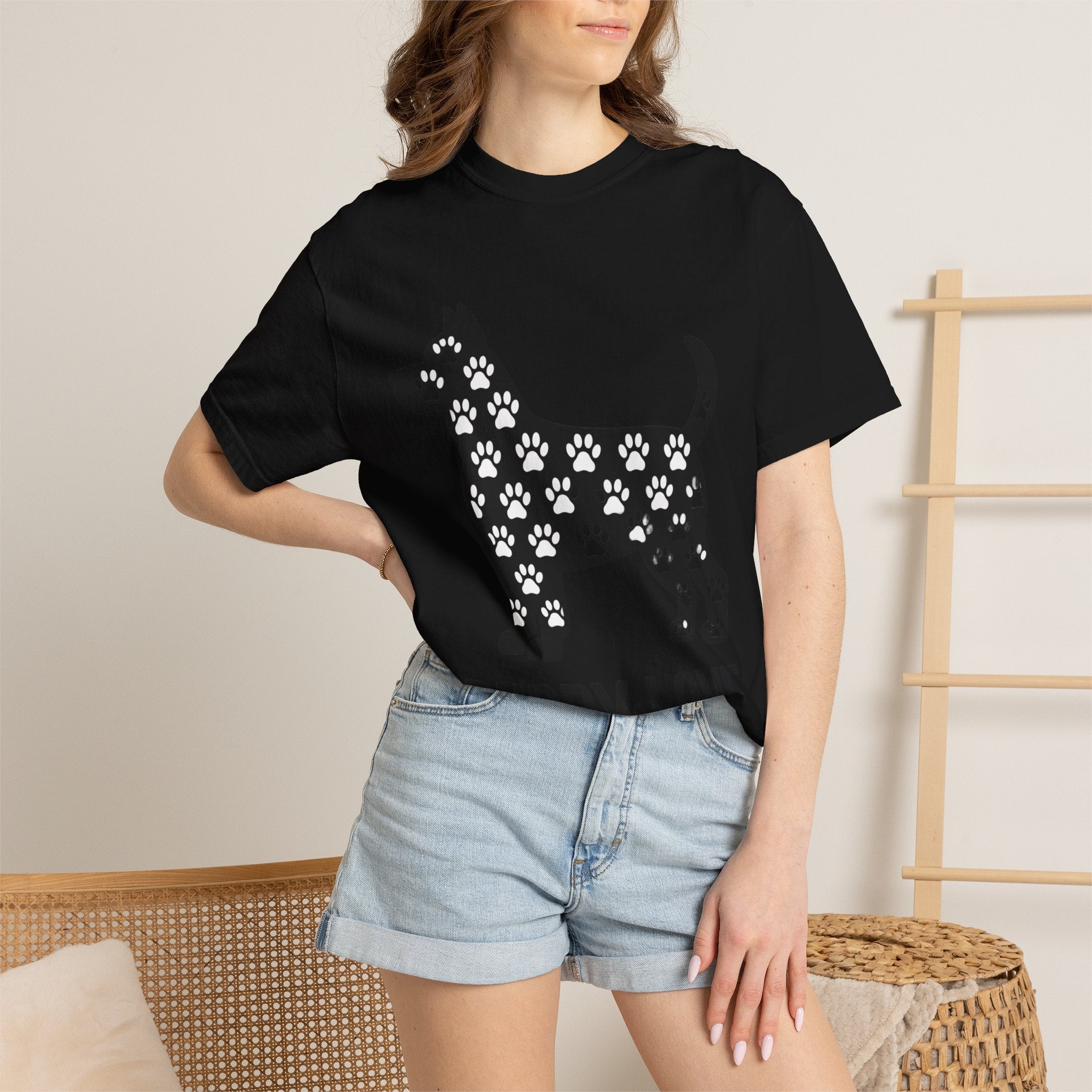Puppy Love Dog Shirt, Cute Dog Silhouette T-Shirt, Paw Print Pattern Tee, Dog Lover Gift, Minimalist Dog Mom Shirt