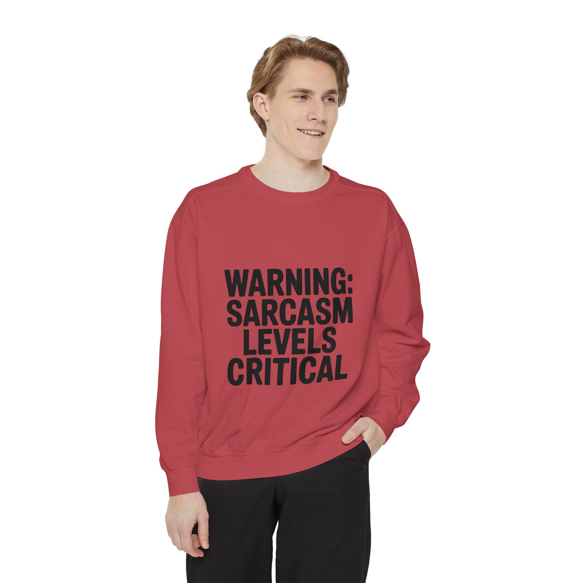 Warning Sarcasm Levels Critical Sweatshirt, Funny Embroidered Crewneck, Sarcastic Quote Pullover, Gift for Sarcastic Friend