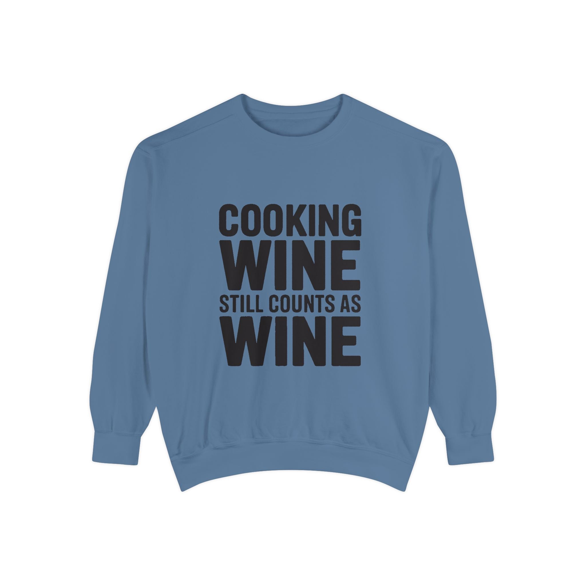 Cooking Wine Still Counts Sweatshirt, Funny Wine Lover Crewneck, Embroidered Kitchen Humor Sweatshirt, Gift for Wine Drinkers