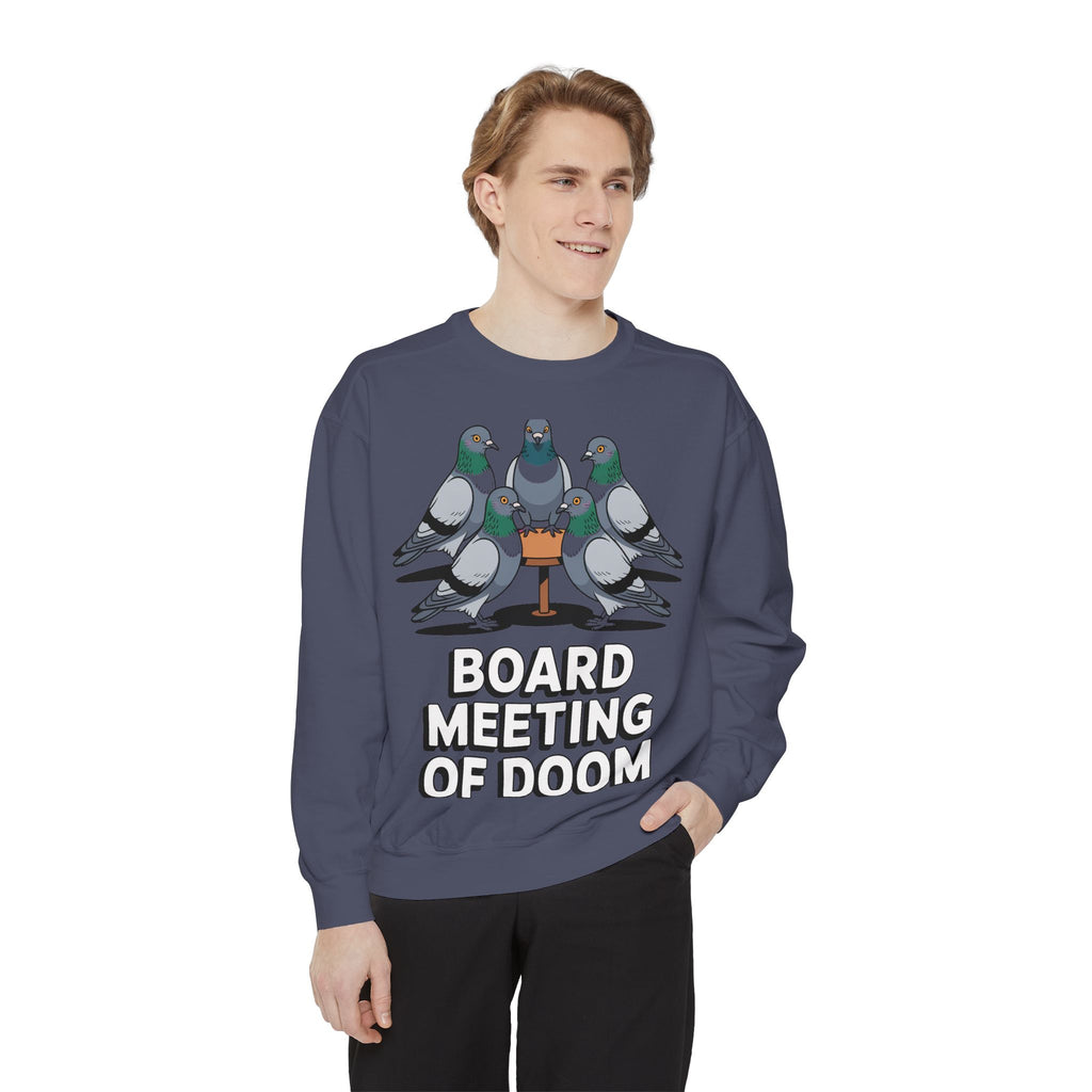 Funny Pigeon Sweatshirt, Board Meeting Of Doom Crewneck, Office Humor Bird Gift, Funny Coworker Sweater