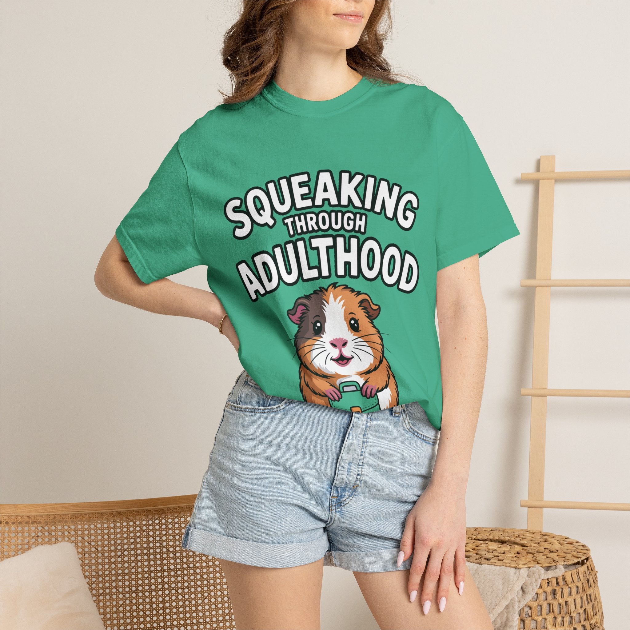 Guinea Pig Squeaking Through Adulthood Shirt, Funny Guinea Pig T-Shirt, Adulting Humor Tee, Cute Guinea Pig Lover Gift