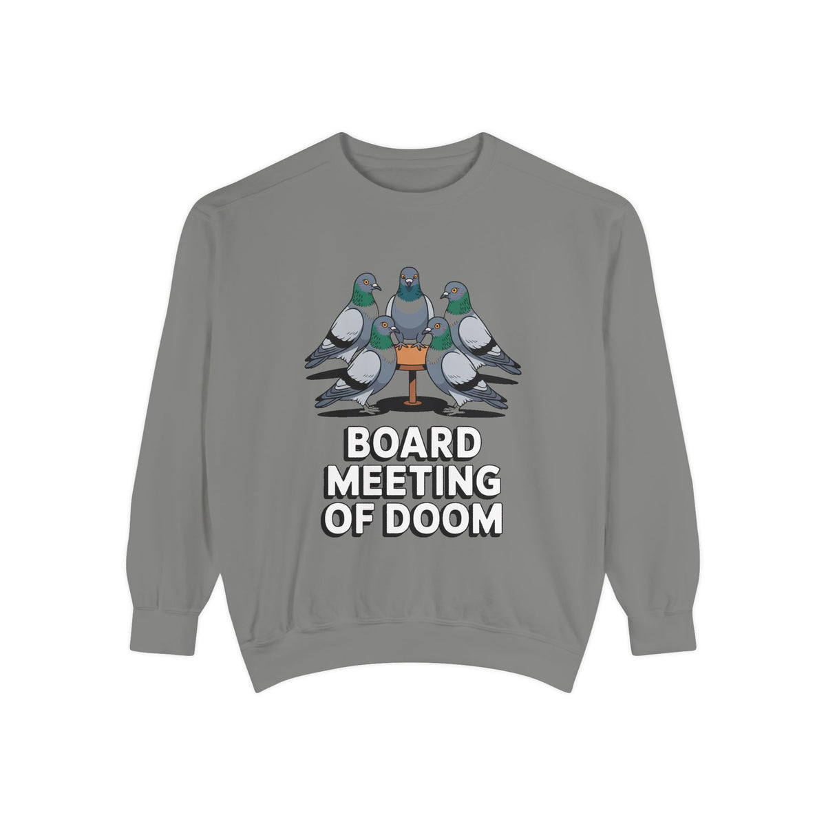 Funny Pigeon Sweatshirt, Board Meeting Of Doom Crewneck, Office Humor Bird Gift, Funny Coworker Sweater