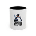 Funny Penguin Mug, Pacifism Was Never An Option, Sarcastic Bird Lover Gift, Vintage Poster Style Coffee Mug, Funny Office Cup
