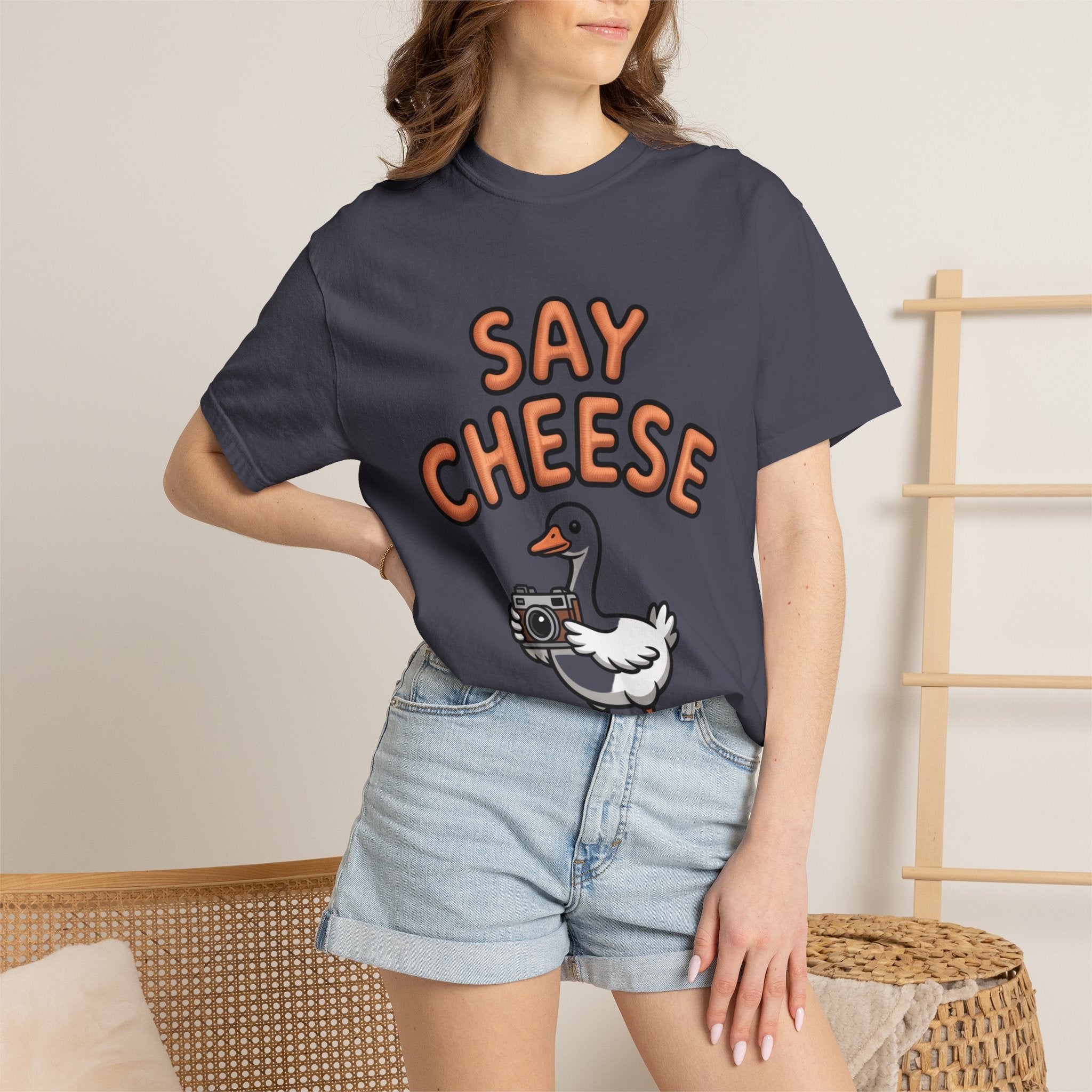 Say Cheese Goose Shirt, Funny Camera Goose T-Shirt, Cute Cartoon Goose Lover Gift, Photography Shirt for Photographer
