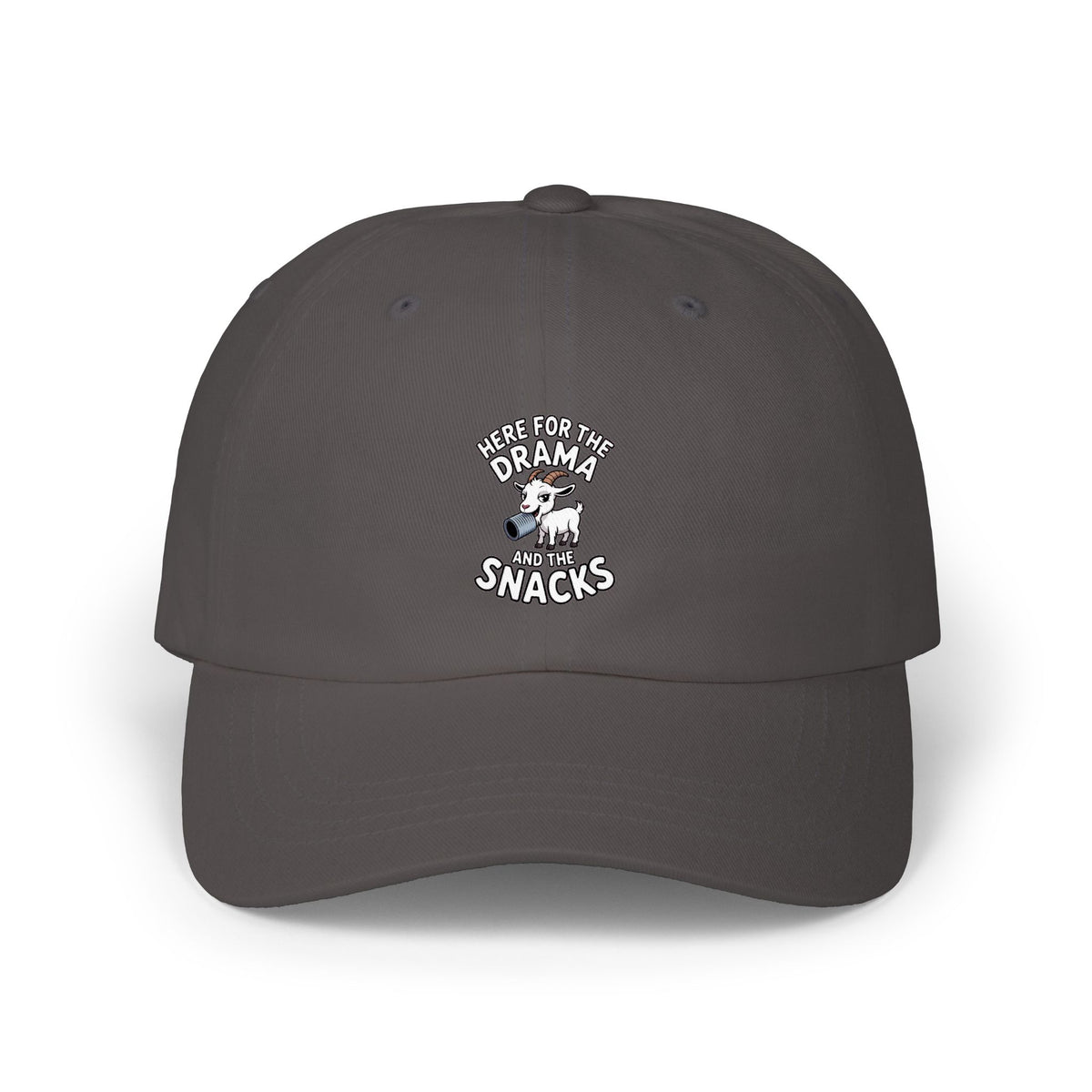 Funny Goat Dad Cap, Here For The Drama And The Snacks Hat, Cute Goat Embroidered Cap, Funny Farm Animal Gift