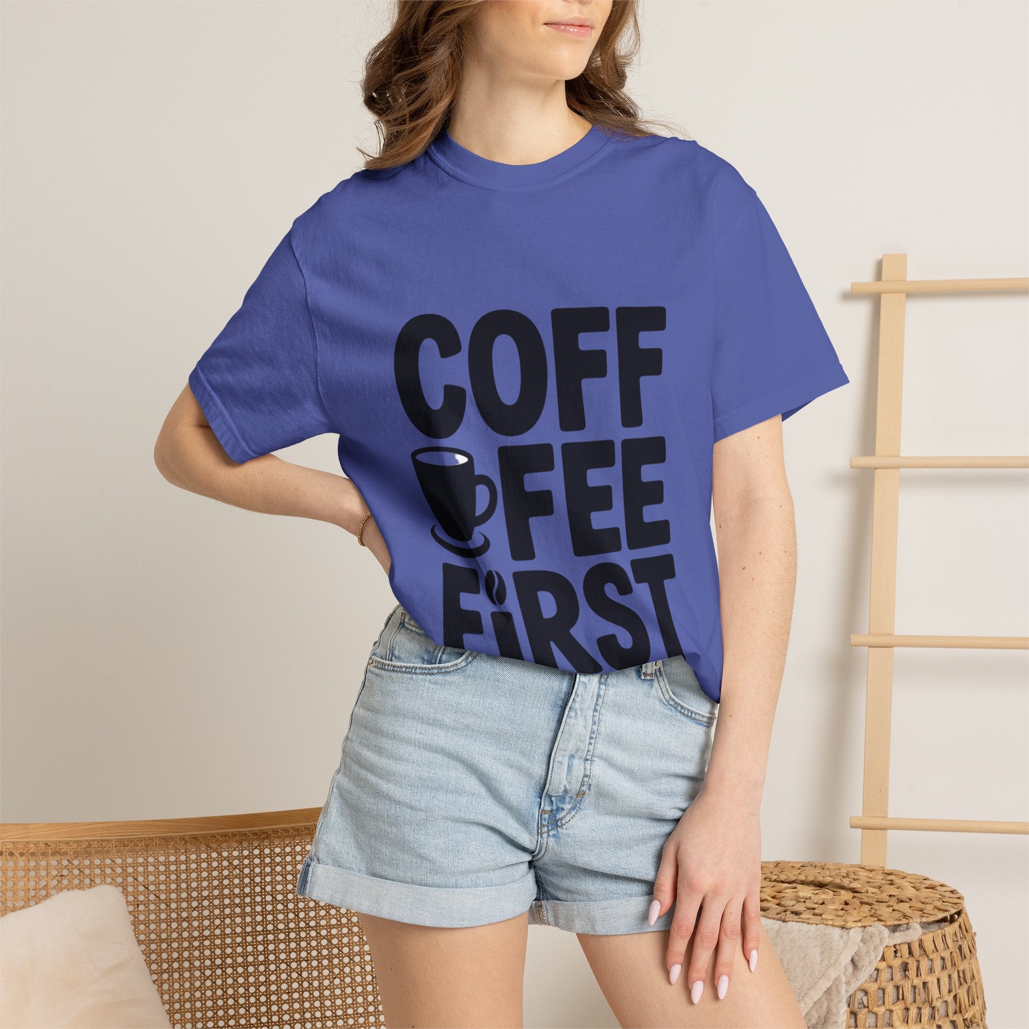 Coffee First Typography T-Shirt