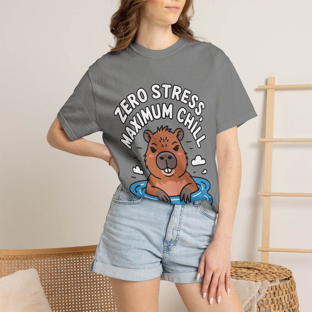 Zero Stress Capybara Shirt, Funny Hot Spring Capybara T-Shirt, Maximum Chill Tee, Cute Animal Lover Gift
