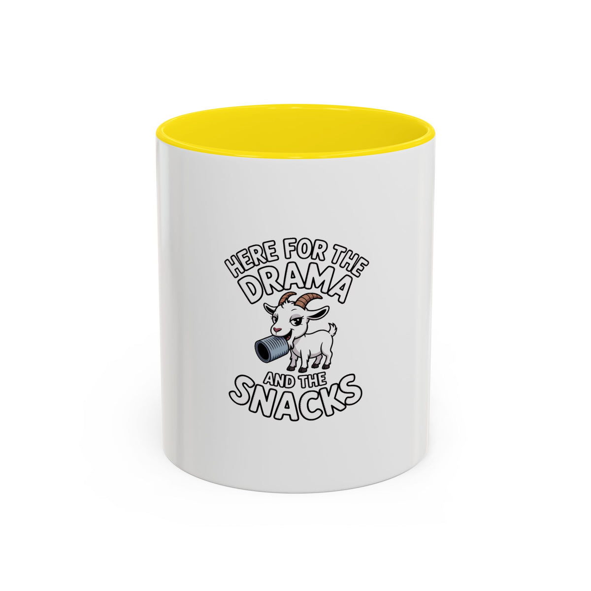 Funny Goat Mug, Here For The Drama And The Snacks Coffee Mug, Cute Goat Lover Gift, Sarcastic Farm Animal Mug, Funny Coffee Cup