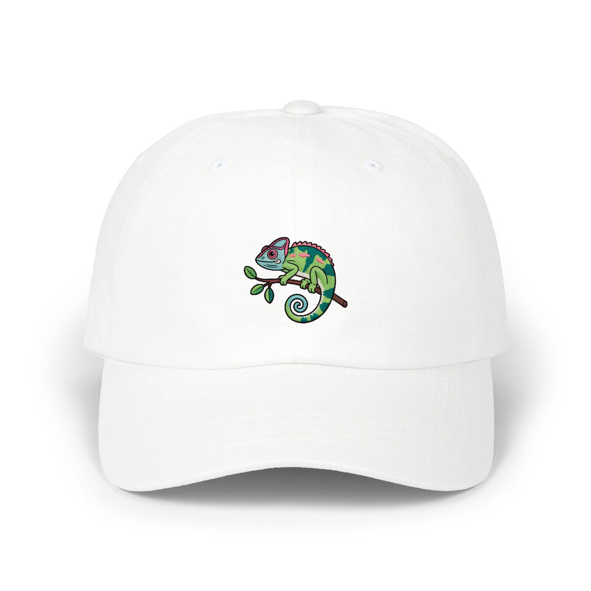 Chameleon Dad Hat, Cute Chameleon On Branch Embroidered Cap, Reptile Lover Gift, Cartoon Animal Dad Cap, Unstructured 6-Panel Hat