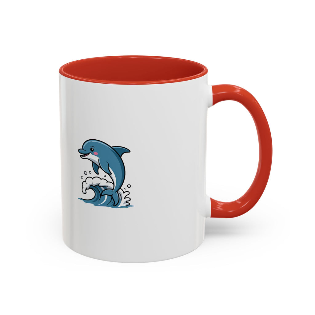 Cute Dolphin Mug, Jumping Dolphin Wave Coffee Mug, Ocean Lover Gift, Cartoon Dolphin Ceramic Cup, Beach Animal Lover Present