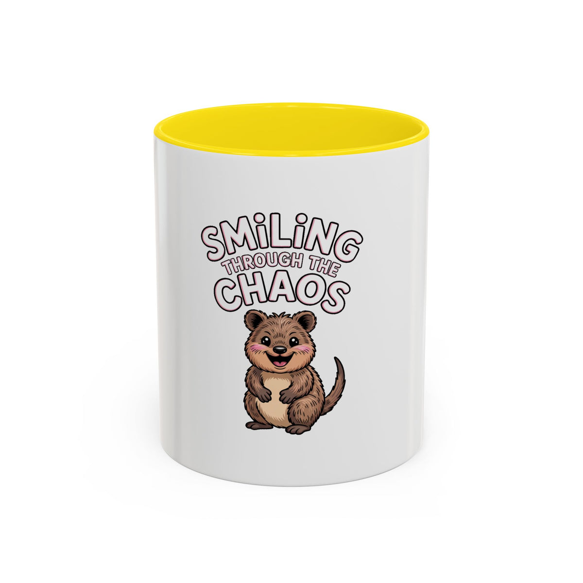 Smiling Through The Chaos Quokka Mug, Funny Cute Quokka Coffee Cup, Positive Vibes Mug, Chaotic Mom Life Gift, Cute Animal Lover Mug