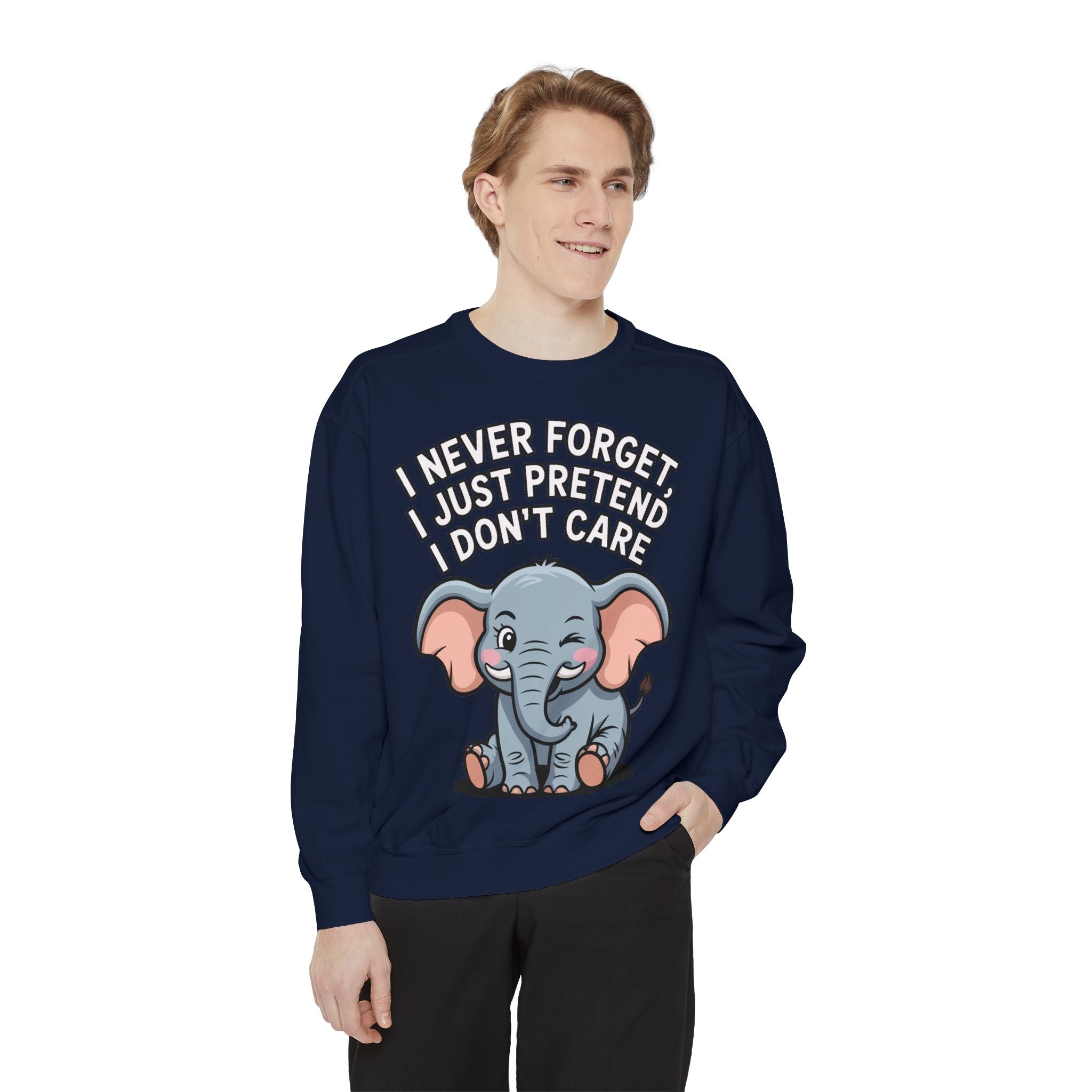 Funny Elephant Sweatshirt, I Never Forget Crewneck, Sarcastic Elephant Pullover, Funny Animal Lover Gift, Embroidered Patch Style