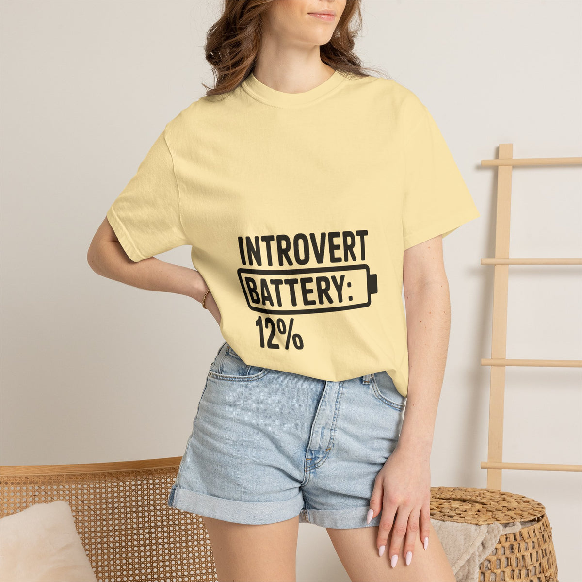 Introvert Battery Low Shirt, Funny Introvert Battery 12% Tee, Social Anxiety Humor T-Shirt, Sarcastic Gift for Introverts
