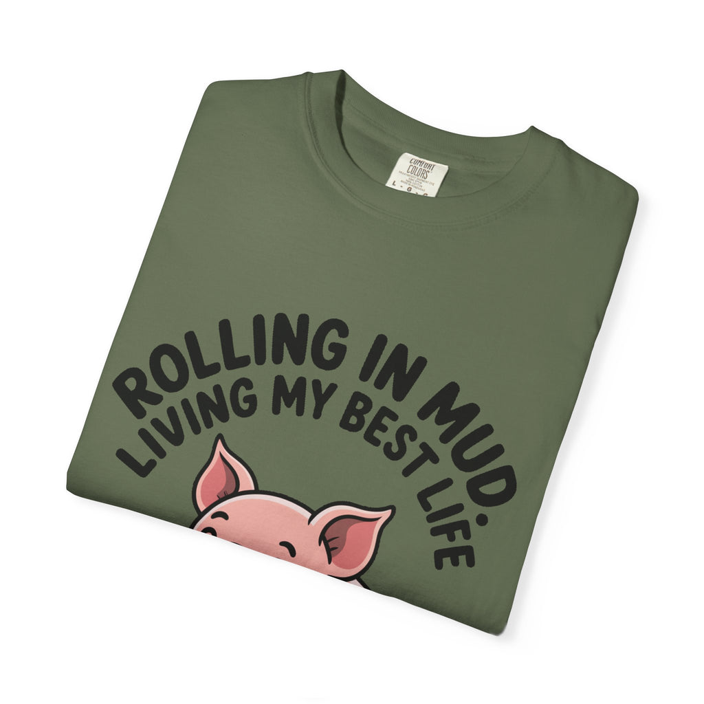Living My Best Life Pig Shirt, Funny Pig Lover T-Shirt, Rolling In Mud Farm Animal Tee, Cute Pig Graphic Gift