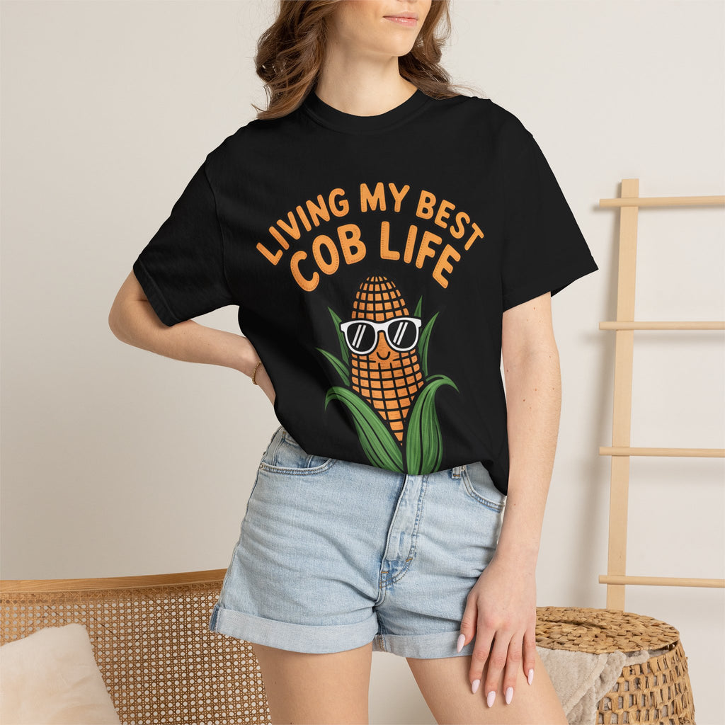 Funny Corn Shirt, Living My Best Cob Life T-Shirt, Cute Corn Sunglasses Tee, Vegetable Lover Gift, Funny Food Shirt