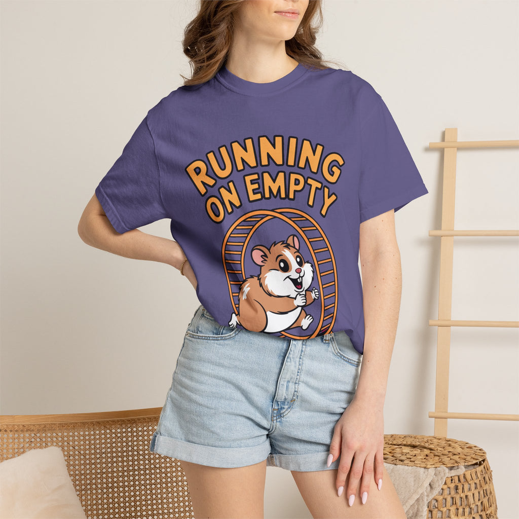 Running On Empty Hamster Shirt, Funny Tired Hamster T-Shirt, Exhausted Wheel Runner Tee, Funny Gift for Tired Friend