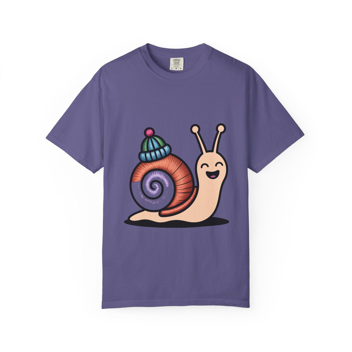 Cute Snail With Tiny Hat T-Shirt, Funny Cottagecore Snail Shirt, Cartoon Snail Lover Gift, Garment-Dyed Unisex Tee