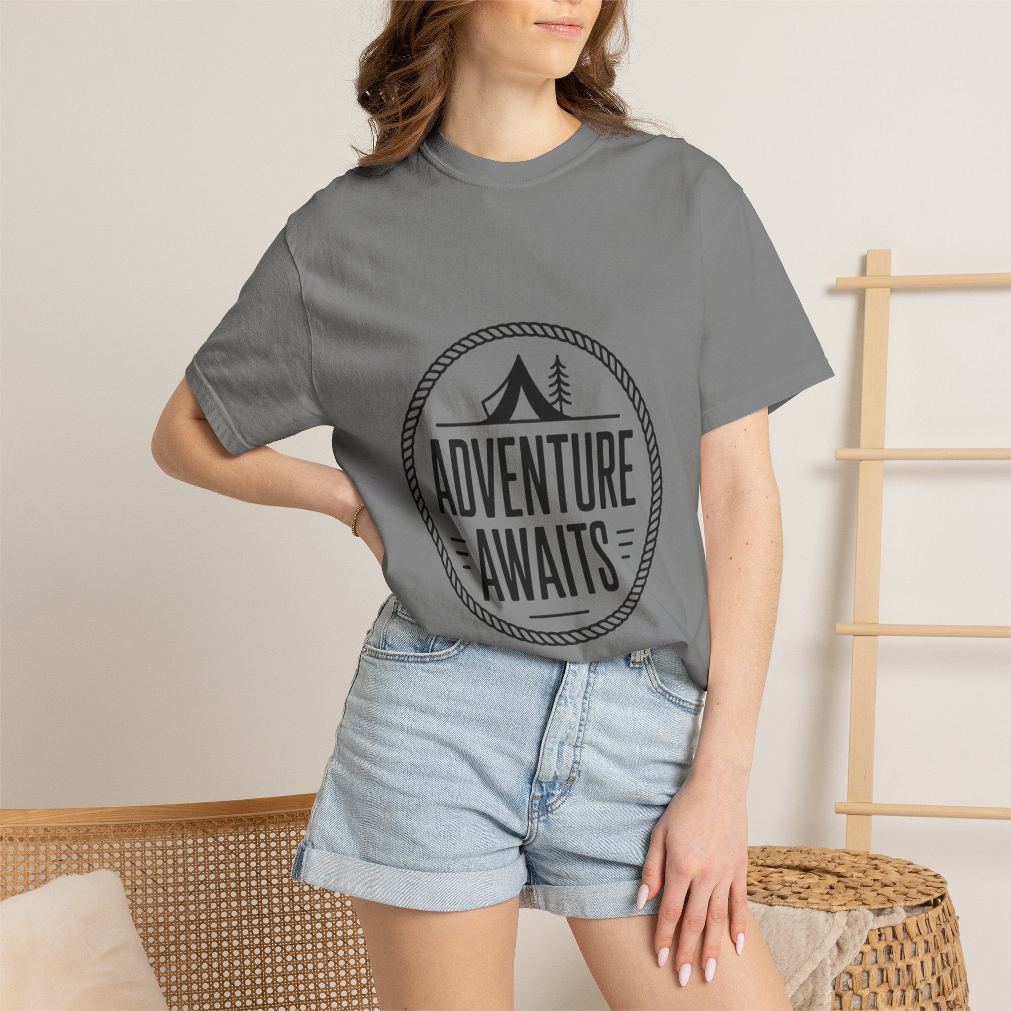 Adventure Awaits Camp Badge Shirt, Vintage Camping T-Shirt, Outdoor Lover Gift, Retro Hiking Tee, Pine Tree Nature Shirt