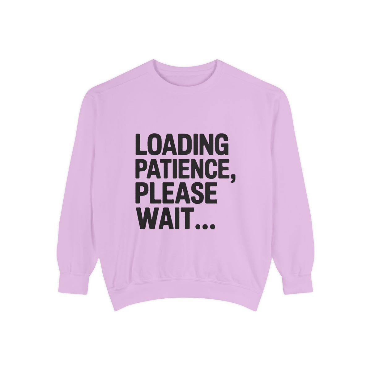 Loading Patience Please Wait Sweatshirt, Funny Sarcastic Crewneck, Embroidered Patch Style Pullover, Gift for Tired Adults