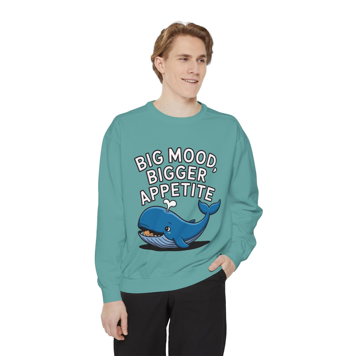 Big Mood Whale Sweatshirt, Funny Whale Snack Crewneck, Cute Cartoon Whale Lover Gift, Big Appetite Sweatshirt