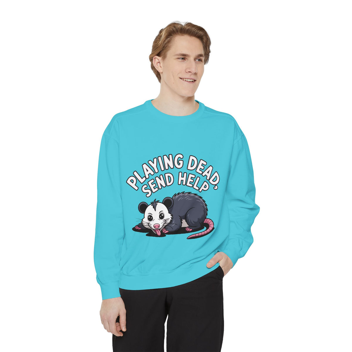 Funny Opossum Sweatshirt, Playing Dead Send Help Crewneck, Cute Possum Lover Gift, Funny Animal Sweatshirt for Introverts
