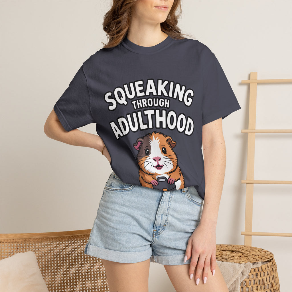 Guinea Pig Squeaking Through Adulthood Shirt, Funny Guinea Pig T-Shirt, Adulting Humor Tee, Cute Guinea Pig Lover Gift