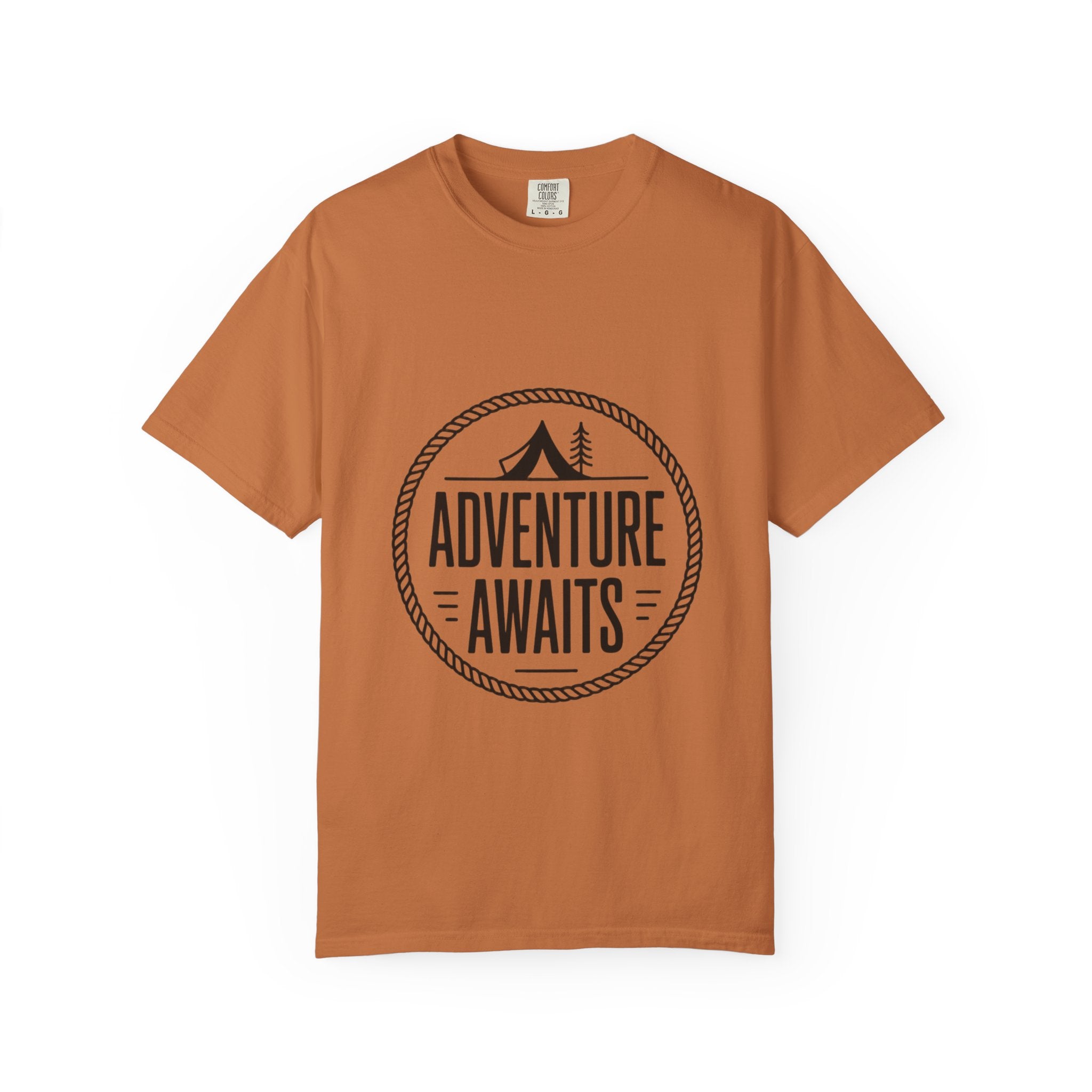 Adventure Awaits Camp Badge Shirt, Vintage Camping T-Shirt, Outdoor Lover Gift, Retro Hiking Tee, Pine Tree Nature Shirt