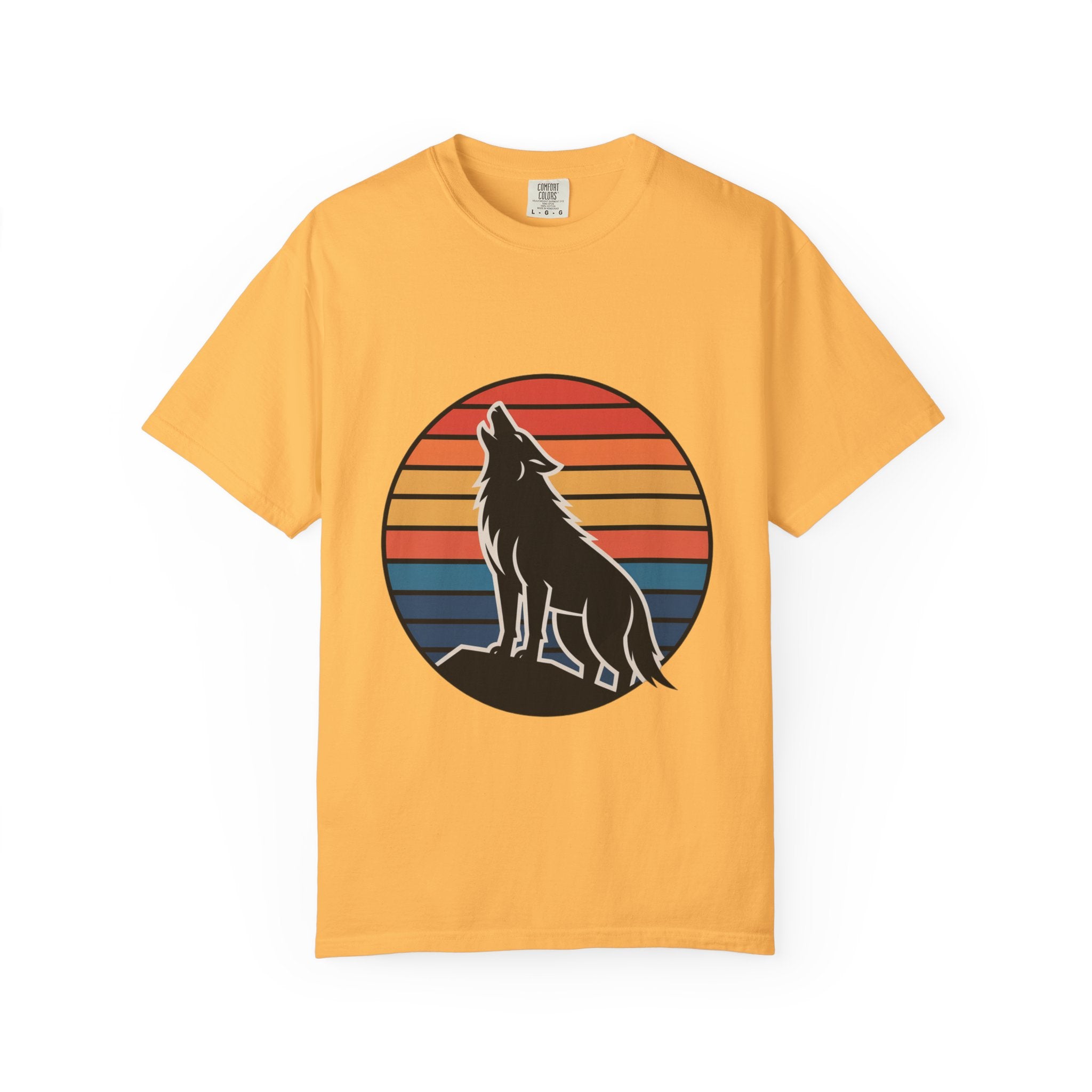 Retro Sunset Wolf Badge T-Shirt