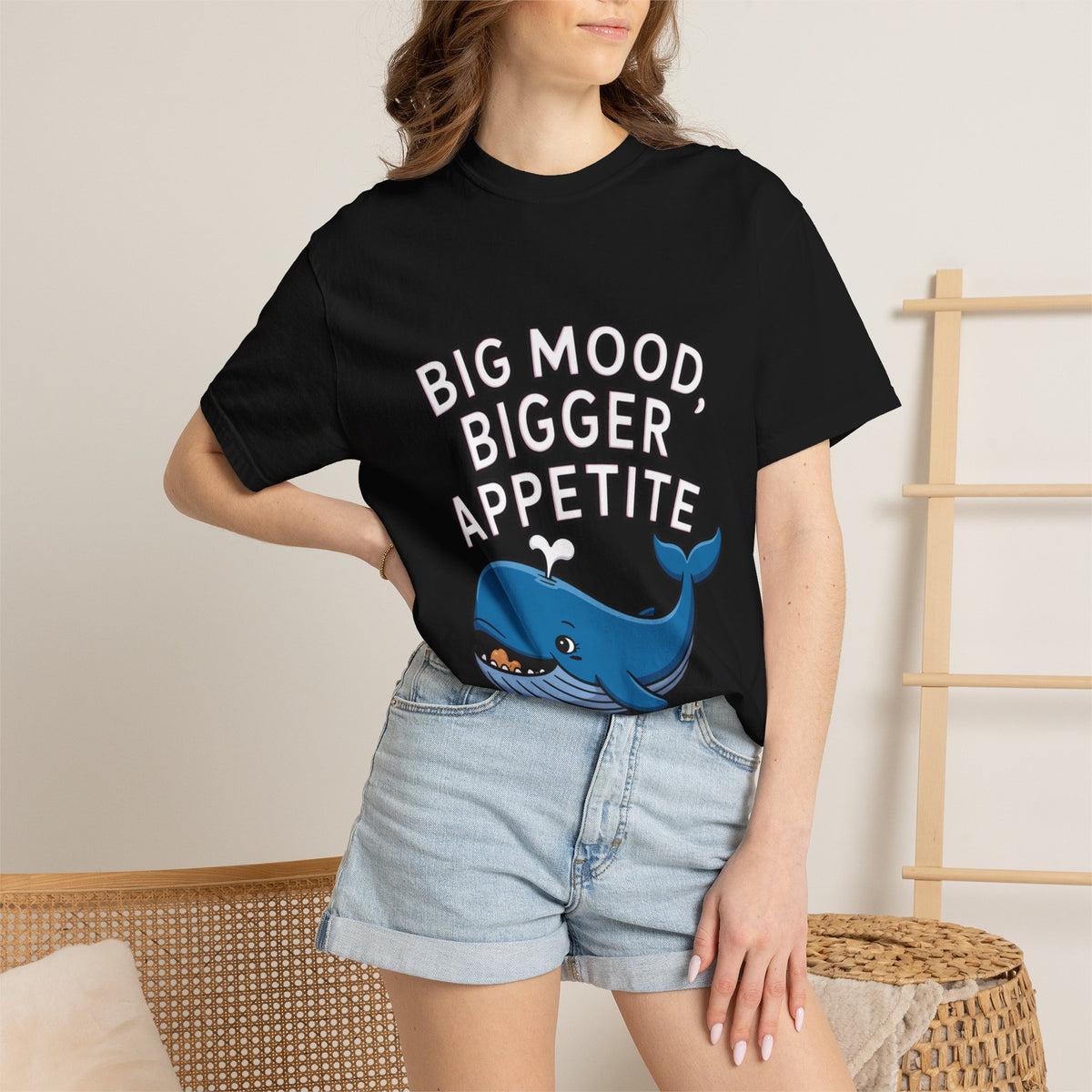 Funny Whale Shirt, Big Mood Bigger Appetite T-Shirt, Cute Snack Lover Tee, Foodie Gift for Whale Lovers
