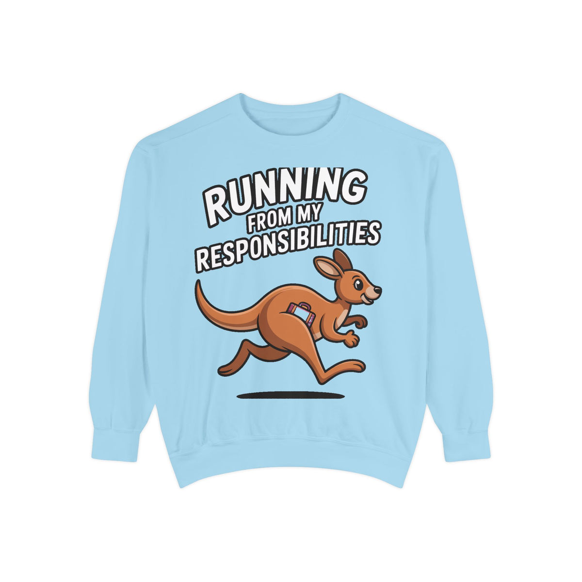 Running From My Responsibilities Sweatshirt, Funny Kangaroo Crewneck, Adulting Humor Gift, Cute Cartoon Animal Sweatshirt