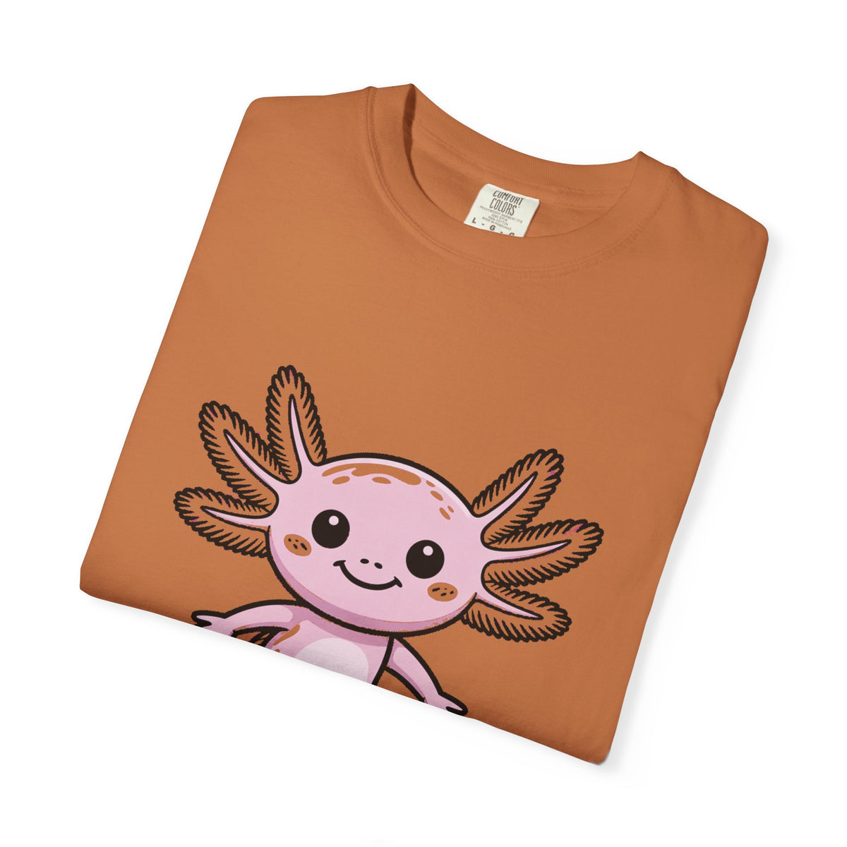 Cute Axolotl Shirt, Smiling Axolotl T-Shirt, Kawaii Axolotl Lover Gift, Garment Dyed Unisex Tee