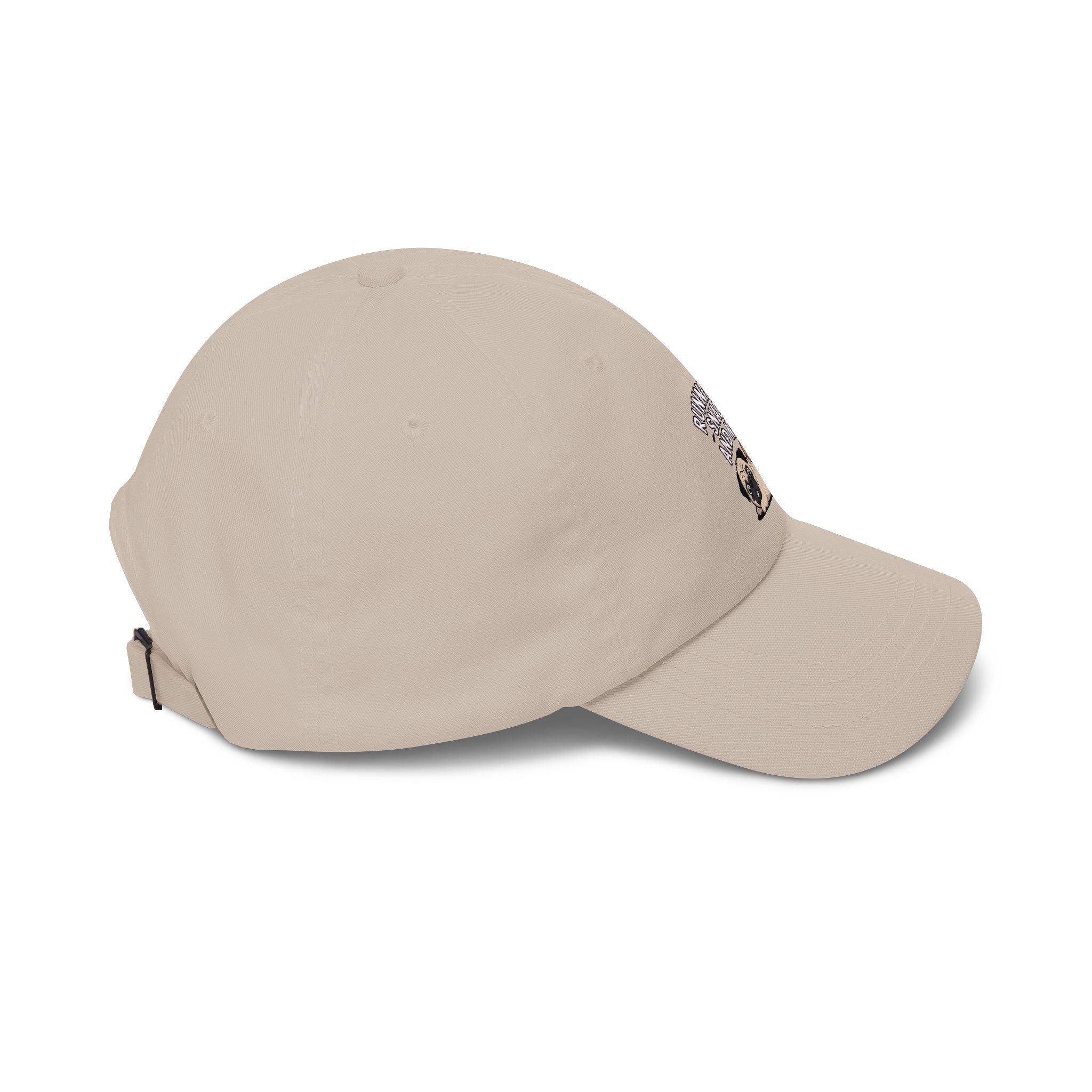 Pug Dad Hat, Funny Pug Cap, Running On Snacks And Naps Embroidered Hat, Cute Pug Lover Gift, Unstructured Dad Cap For Napping Dog Mom