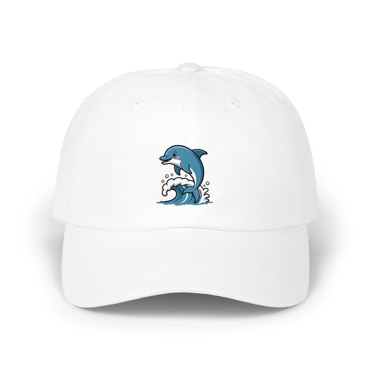 Dolphin Dad Hat, Cute Jumping Dolphin Cap, Ocean Wave Embroidered Hat, Beach Lover Gift, Unstructured 6-Panel Dad Cap