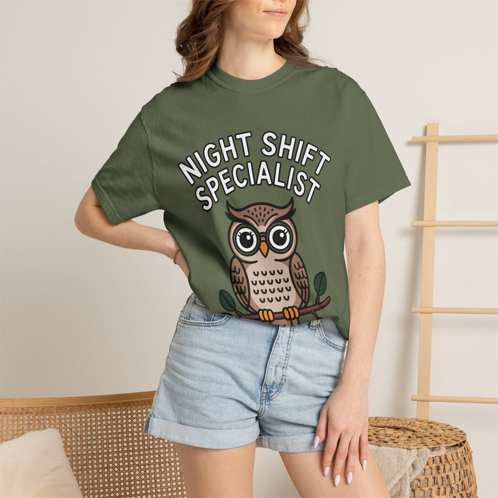 Night Shift Owl Shirt, Funny Night Shift Specialist T-Shirt, Cute Owl With Glasses Tee, Nurse Gift, Night Owl Lover Gift