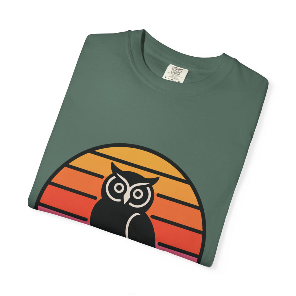 Retro Sunset Owl Badge T-Shirt