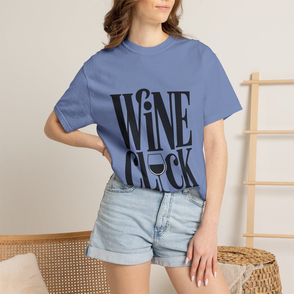 Wine O'Clock Shirt, Funny Wine Lover T-Shirt, Bold Typography Wine Glass Tee, Cute Gift for Wine Drinker