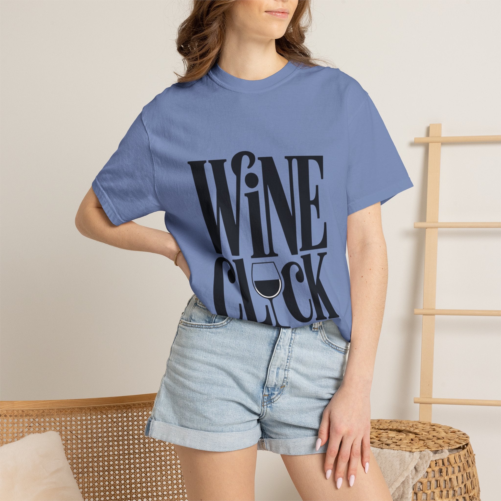 Wine O'Clock Shirt, Funny Wine Lover T-Shirt, Bold Typography Wine Glass Tee, Cute Gift for Wine Drinker