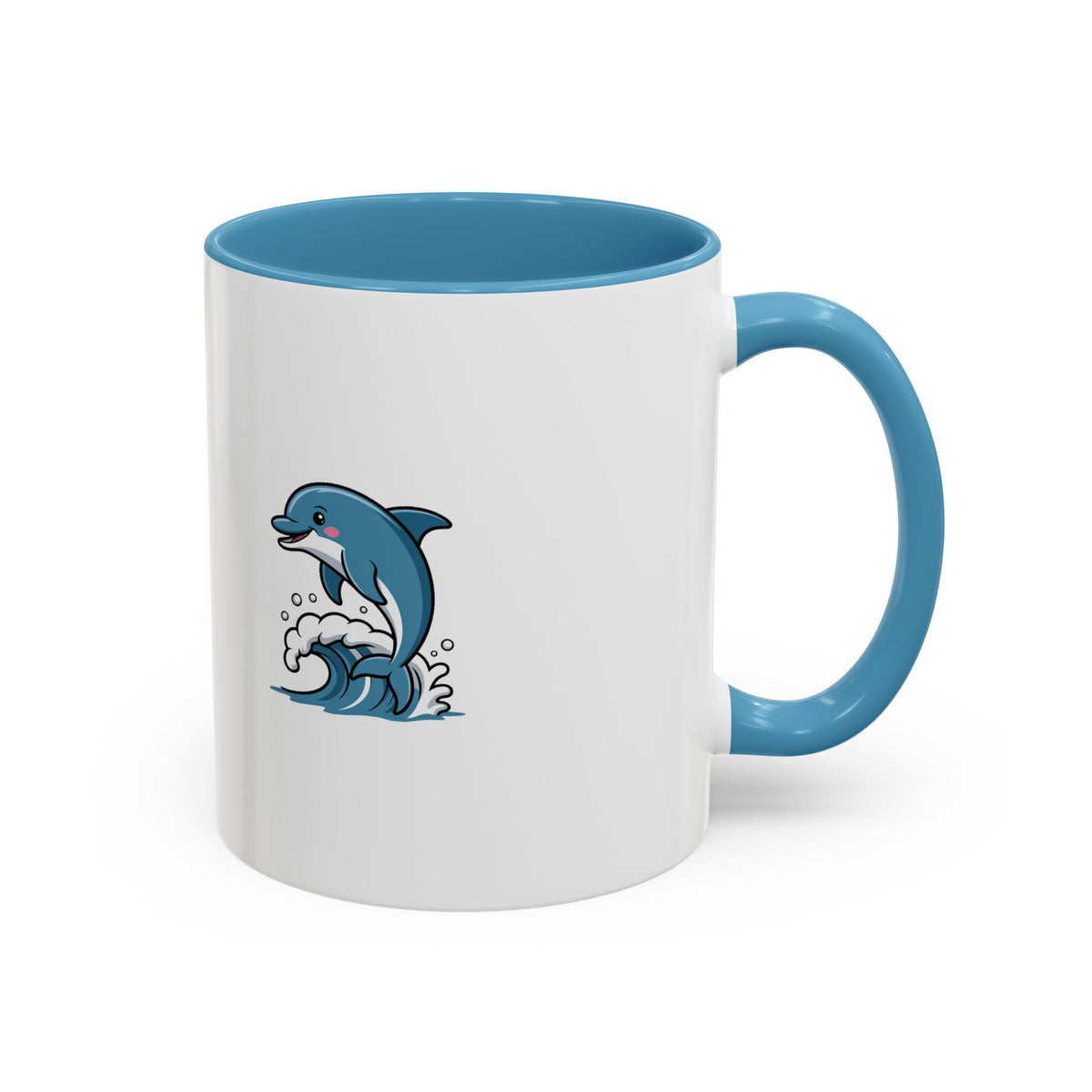 Cute Dolphin Mug, Jumping Dolphin Wave Coffee Mug, Ocean Lover Gift, Cartoon Dolphin Ceramic Cup, Beach Animal Lover Present
