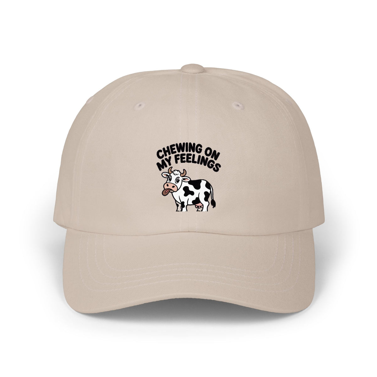 Chewing On My Feelings Dad Hat, Funny Cow Embroidered Cap, Cute Cow Lover Gift, Sarcastic Mental Health Hat, Unstructured Dad Cap