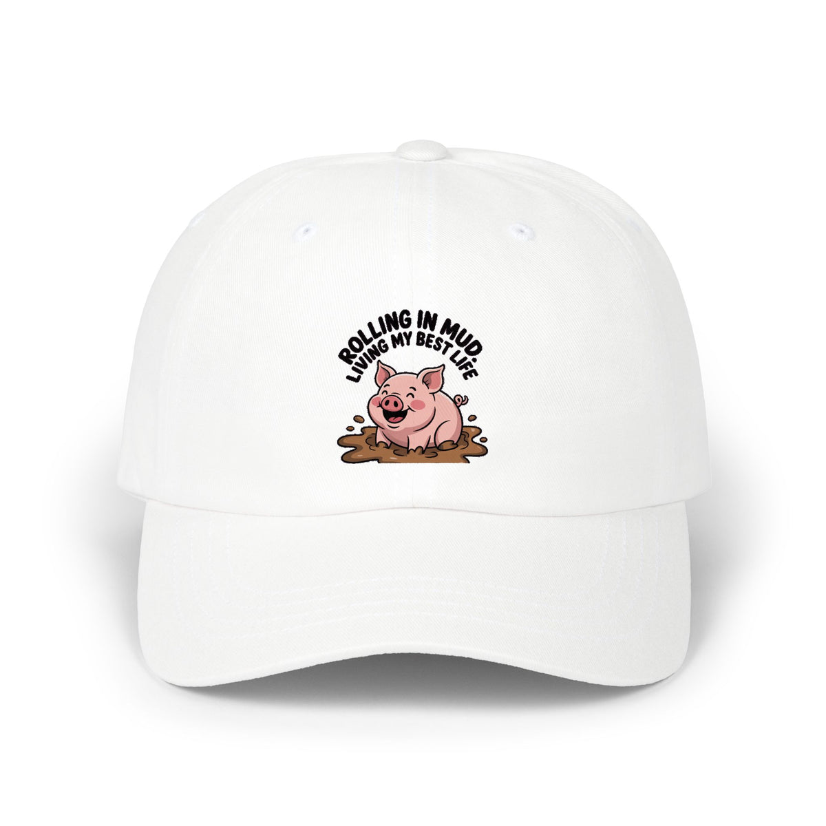 Funny Pig Dad Hat, Rolling In Mud Living My Best Life Cap, Cute Pig Embroidered Hat, Farm Animal Lover Gift, Funny Farmer Cap