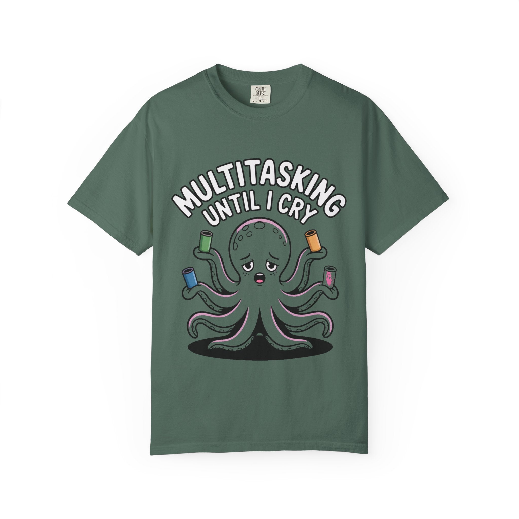Multitasking Octopus Shirt, Funny Stressed Octopus T-Shirt, Multitasking Until I Cry Tee, Cute Cartoon Octopus Gift
