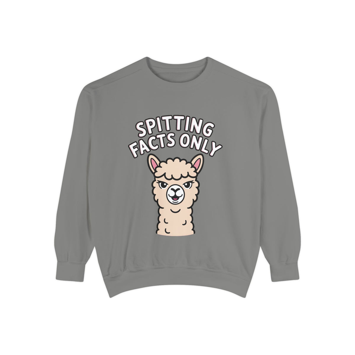 Alpaca Spitting Facts Sweatshirt, Funny Sassy Alpaca Crewneck, Cute Embroidered-Style Animal Sweatshirt, Alpaca Lover Gift
