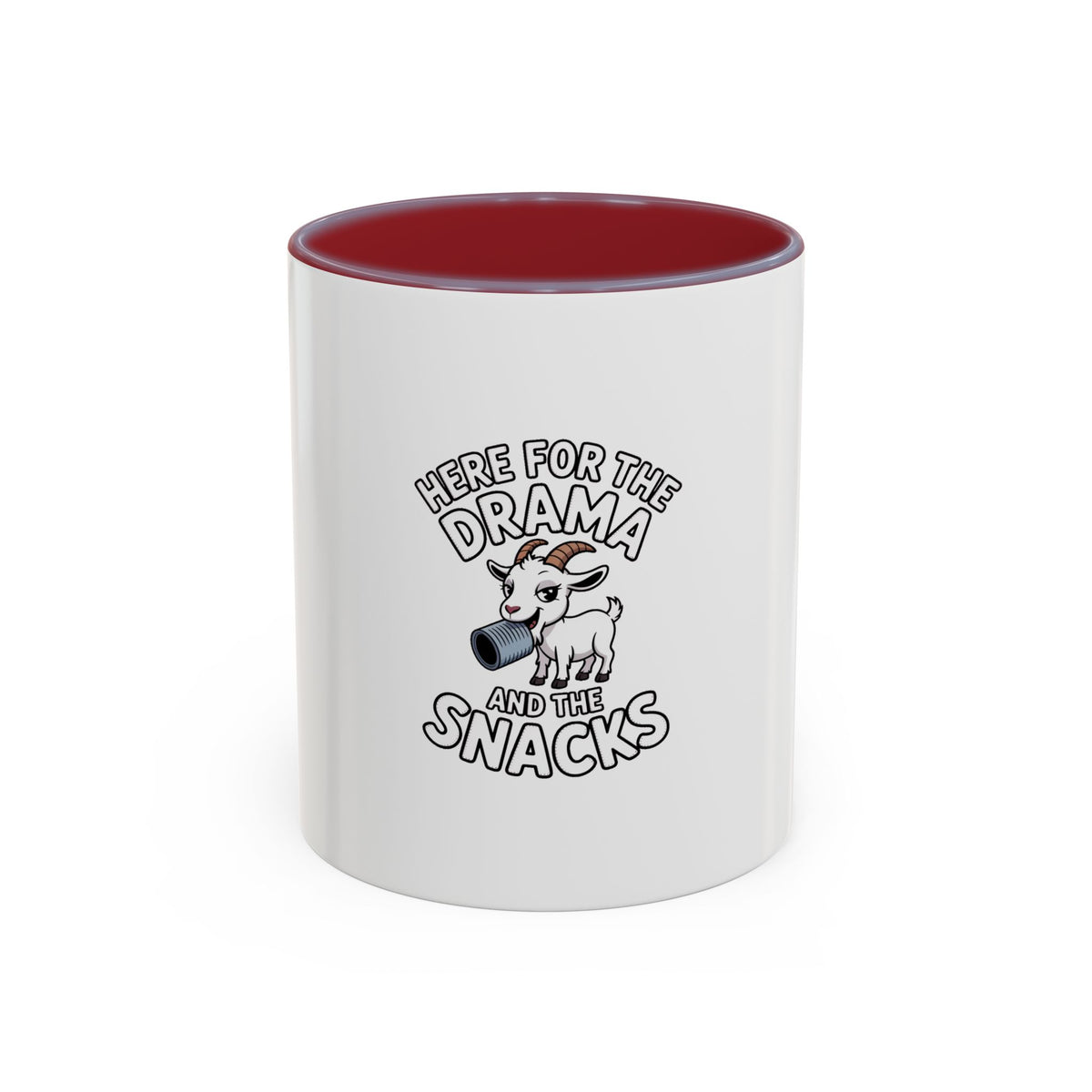 Funny Goat Mug, Here For The Drama And The Snacks Coffee Mug, Cute Goat Lover Gift, Sarcastic Farm Animal Mug, Funny Coffee Cup