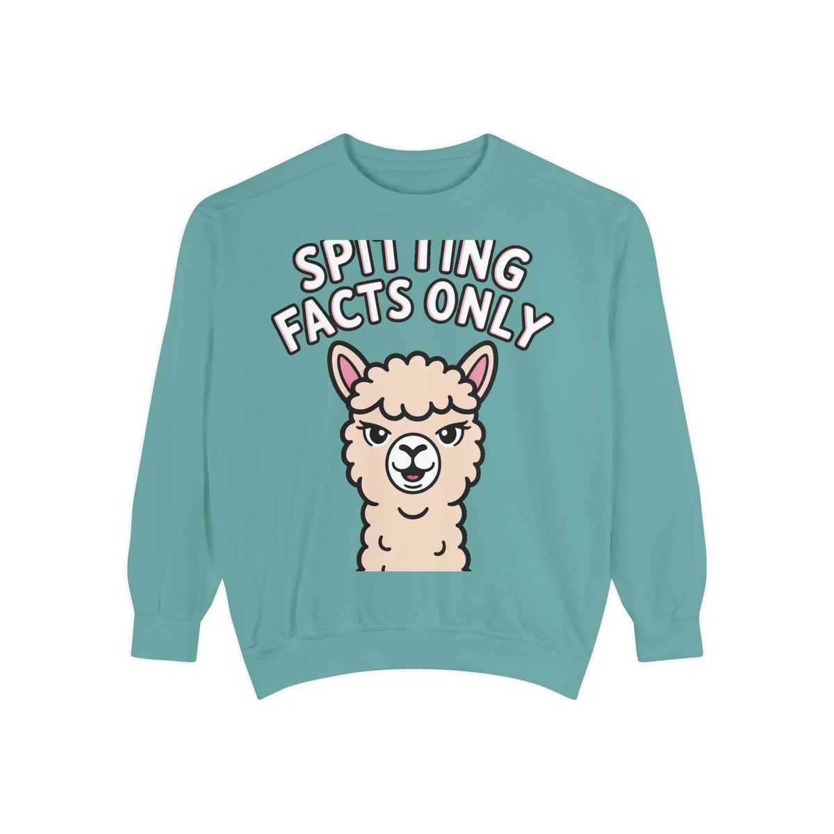 Alpaca Spitting Facts Sweatshirt, Funny Sassy Alpaca Crewneck, Cute Embroidered-Style Animal Sweatshirt, Alpaca Lover Gift