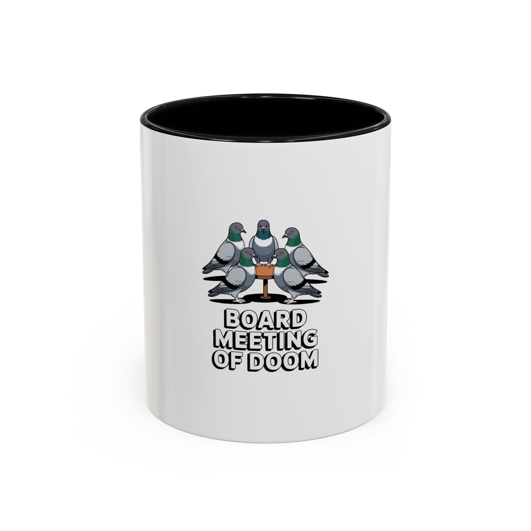 Funny Pigeon Mug, Board Meeting Of Doom Coffee Mug, Office Humor Bird Gift, Sarcastic Coworker Mug, Cute Cartoon Pigeon Cup