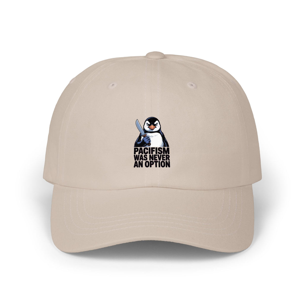 Funny Penguin Dad Hat, Pacifism Was Never An Option Cap, Sarcastic Penguin Embroidered Hat, Funny Animal Gift