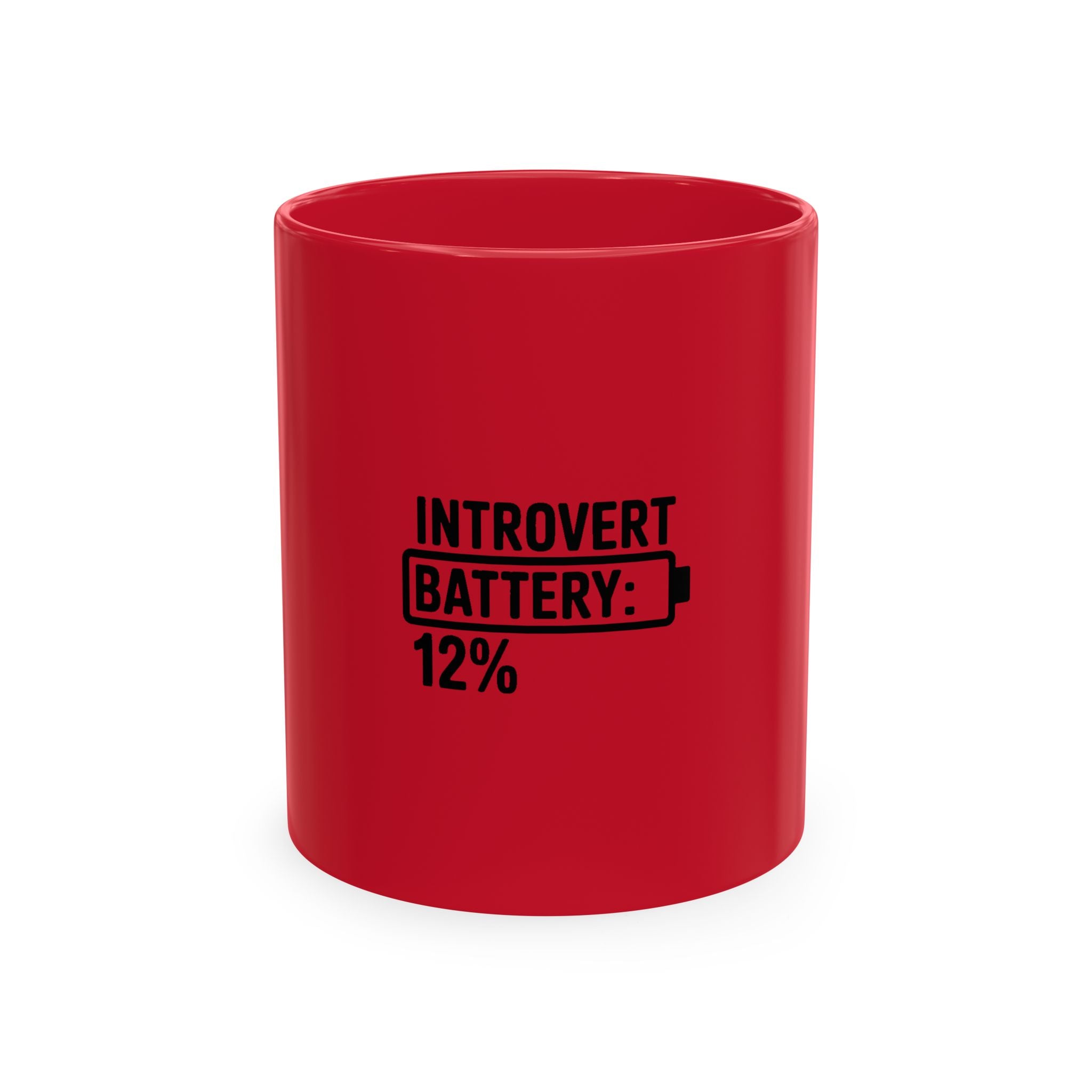 Introvert Battery Low Mug, Funny Introvert Coffee Mug, Social Battery 12% Ceramic Cup, Sarcastic Gift for Introverts
